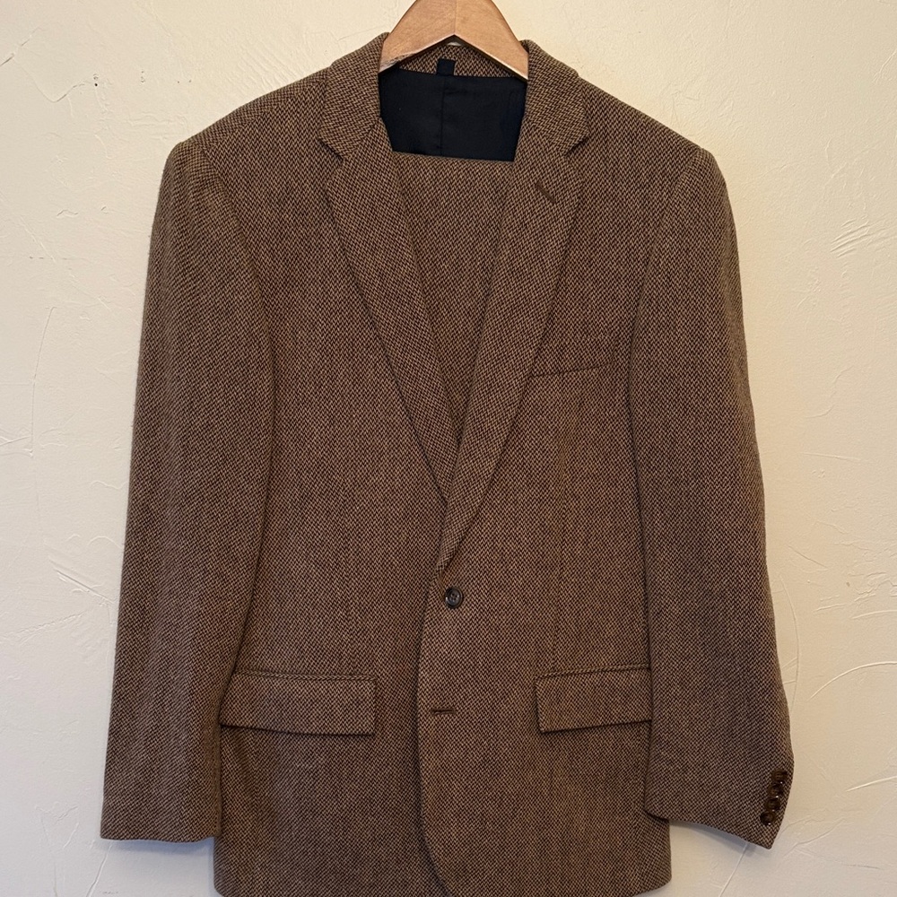 J. Crew Men's Brown Herringbone slim fit Thompson Suit